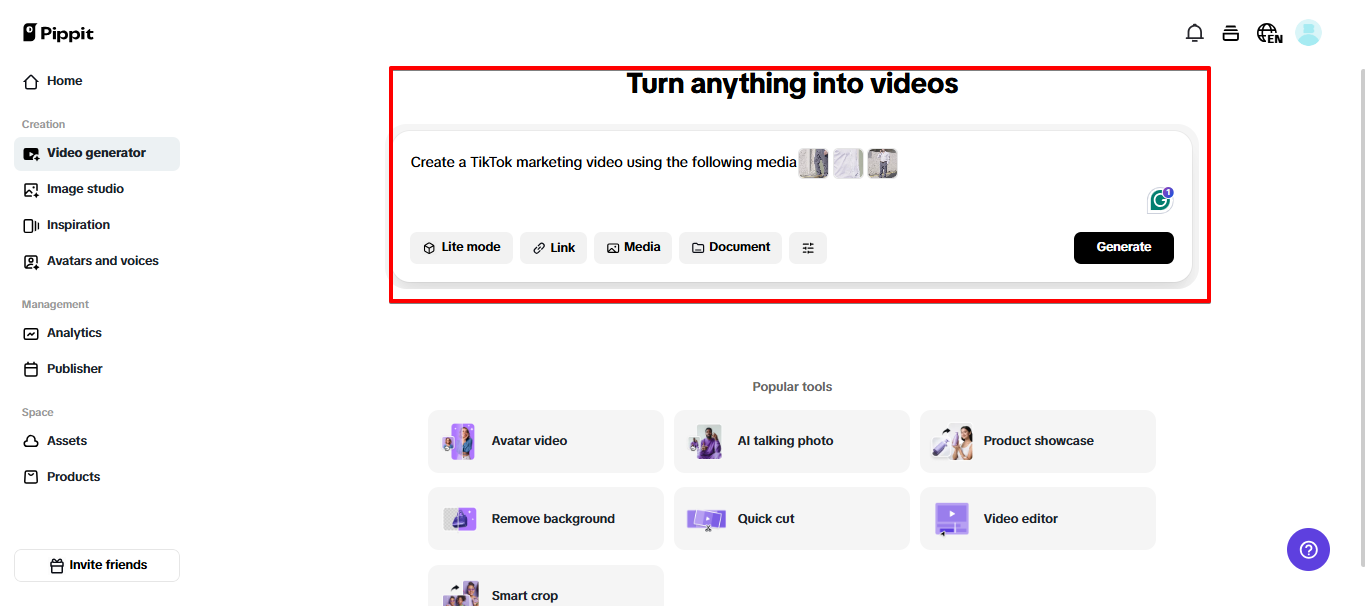 Accede al generador de videos