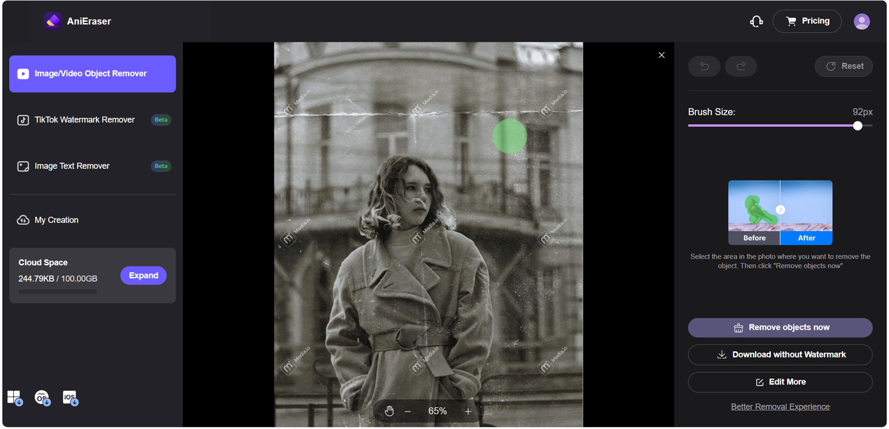 Media.io's editing interface