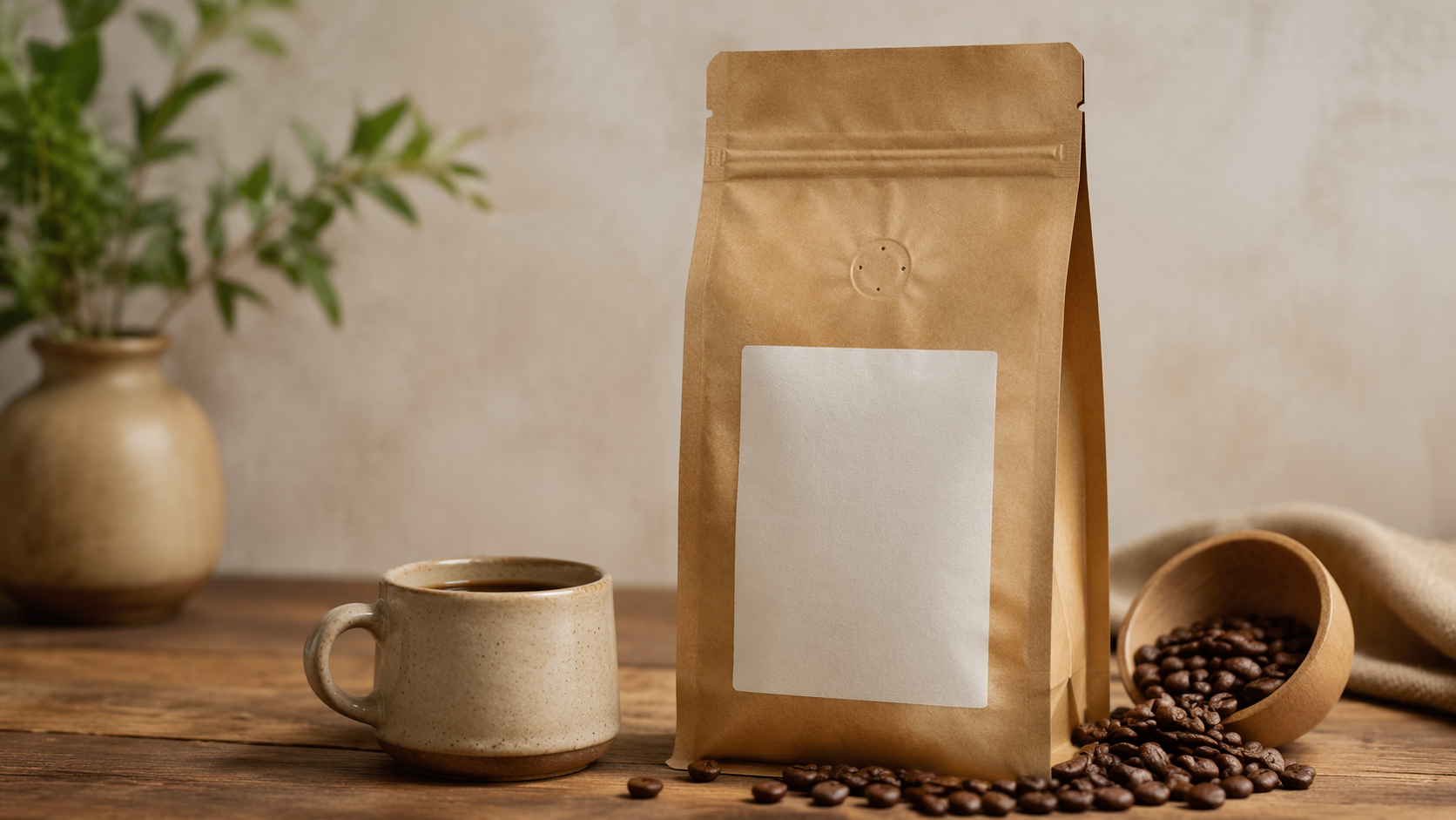 Dreamina coffee mockup prompt example 3: Coffee Bag Packaging Mockup
