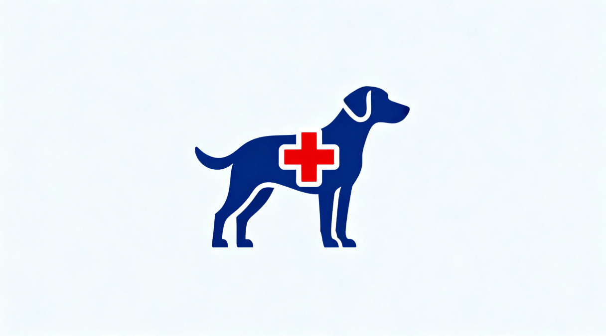 Hundesilhouette mit Kreuz Gesundheitsrettung Logo