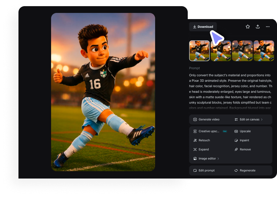 Refine and download your cartoon 