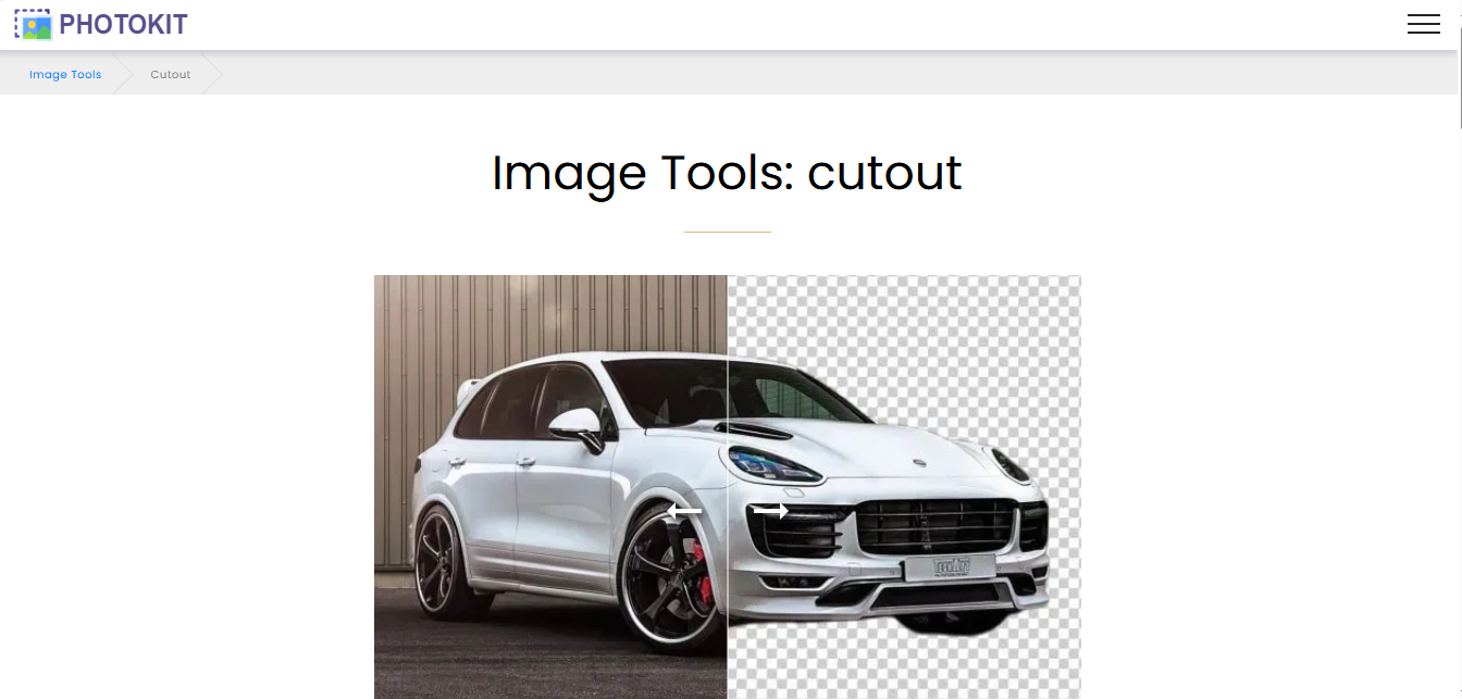 Photokit-kuvan leikkaustyökalun käyttöliittymä