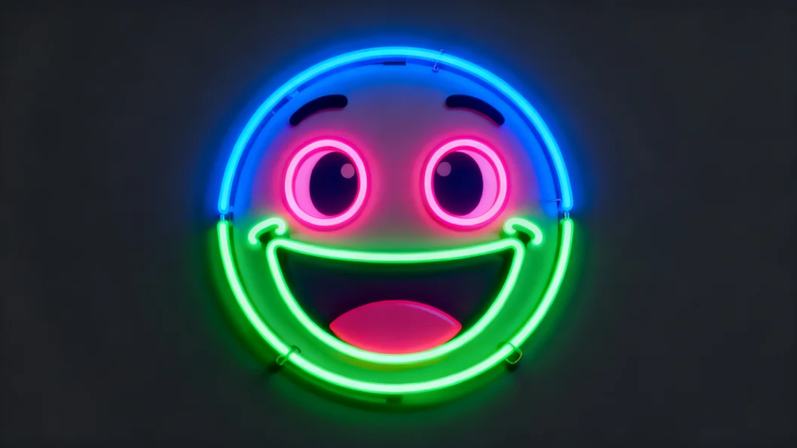 Design eines leuchtenden Neon-Emojis