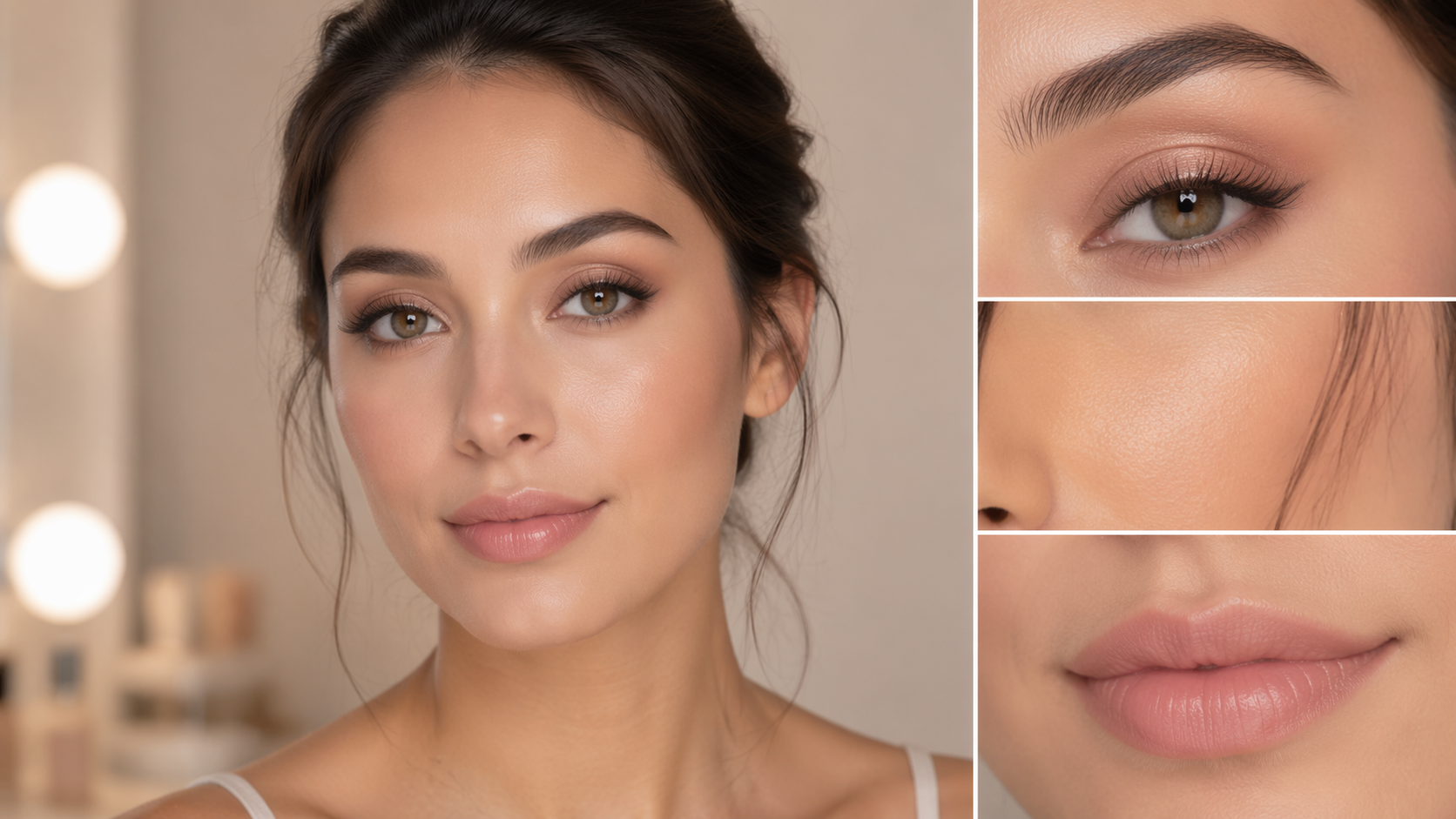 Dreamina virtual makeup try on prompt example 1: soft glam makeup try-on