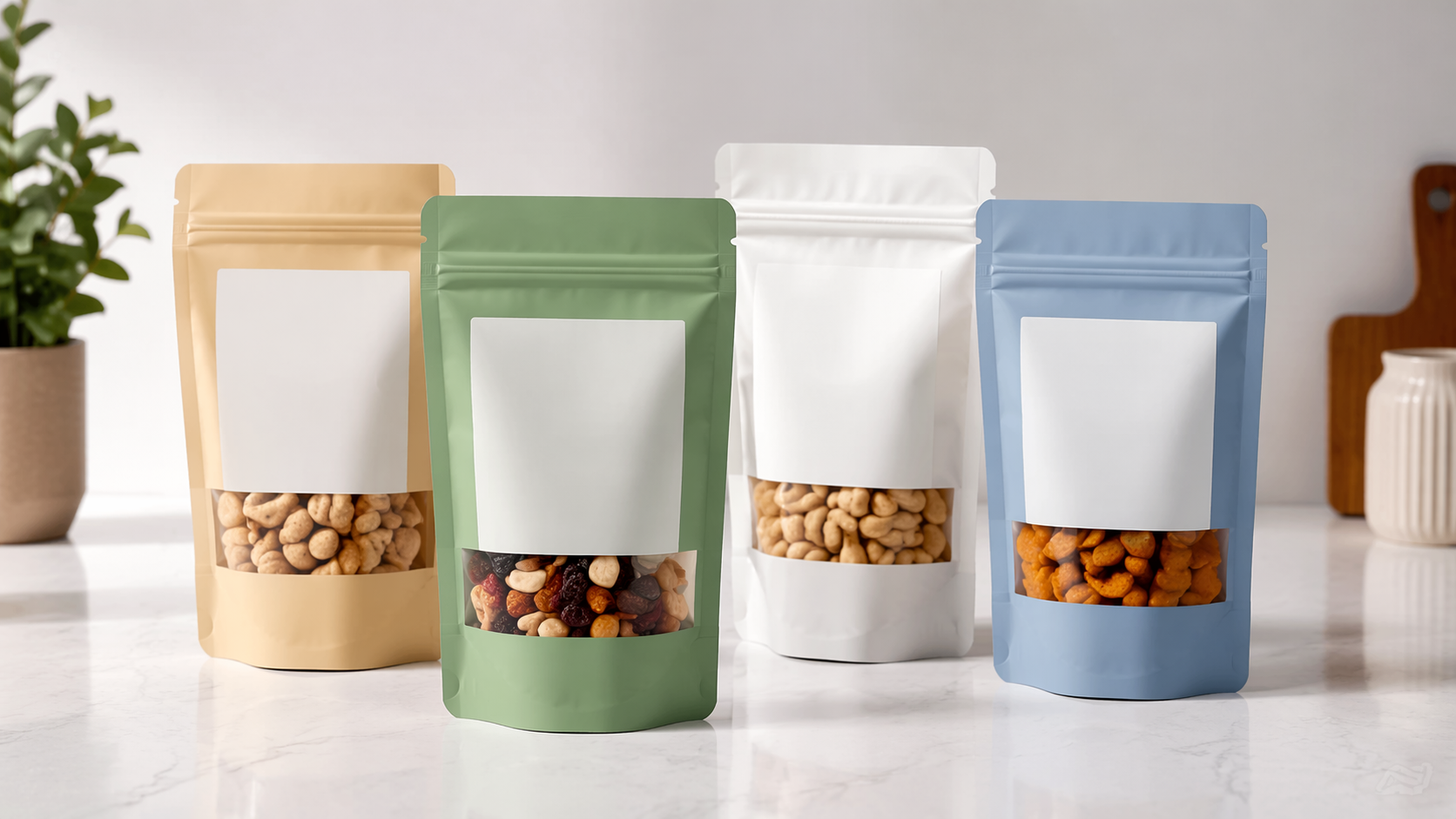 Dreamina Packaging Mockup Prompt Beispiel 3: Snack Pouch Verpackung