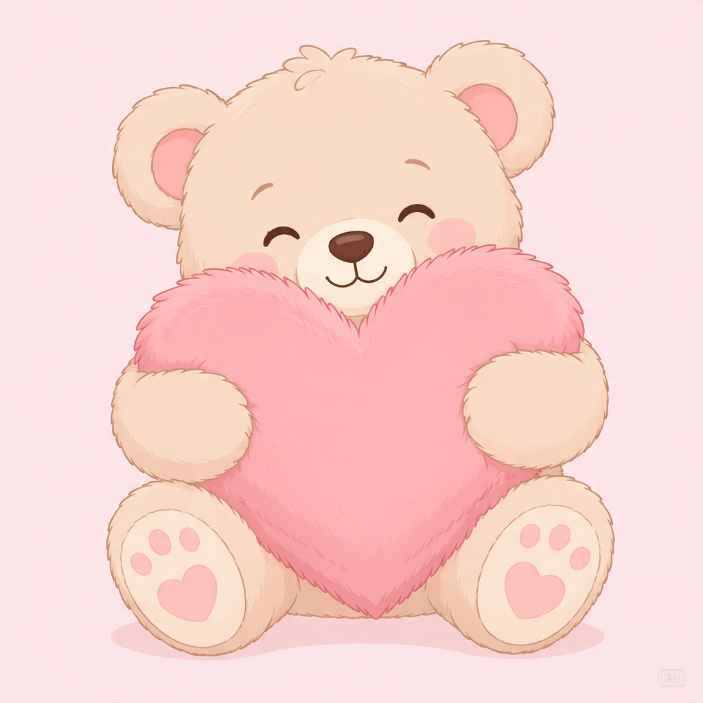 Teddy bear heart love you too image generated by Pippit