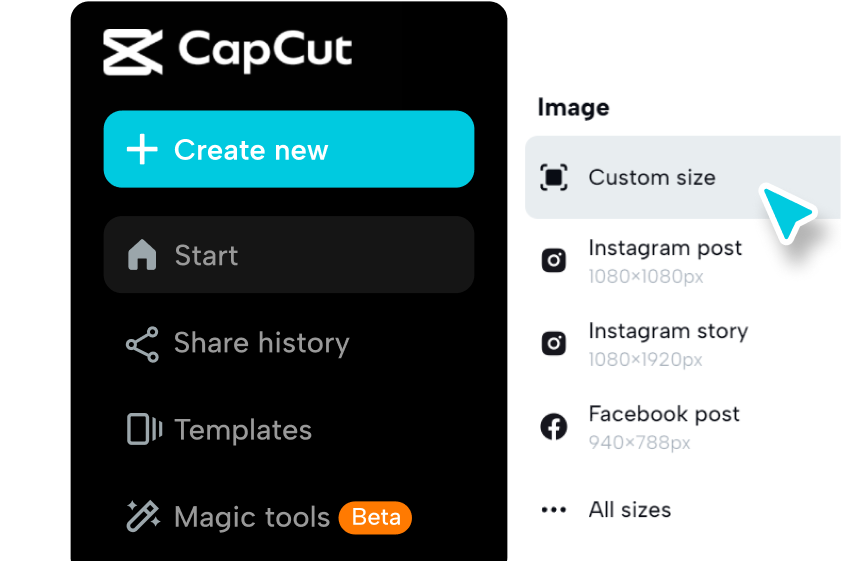 Access CapCut and choose geofilter design