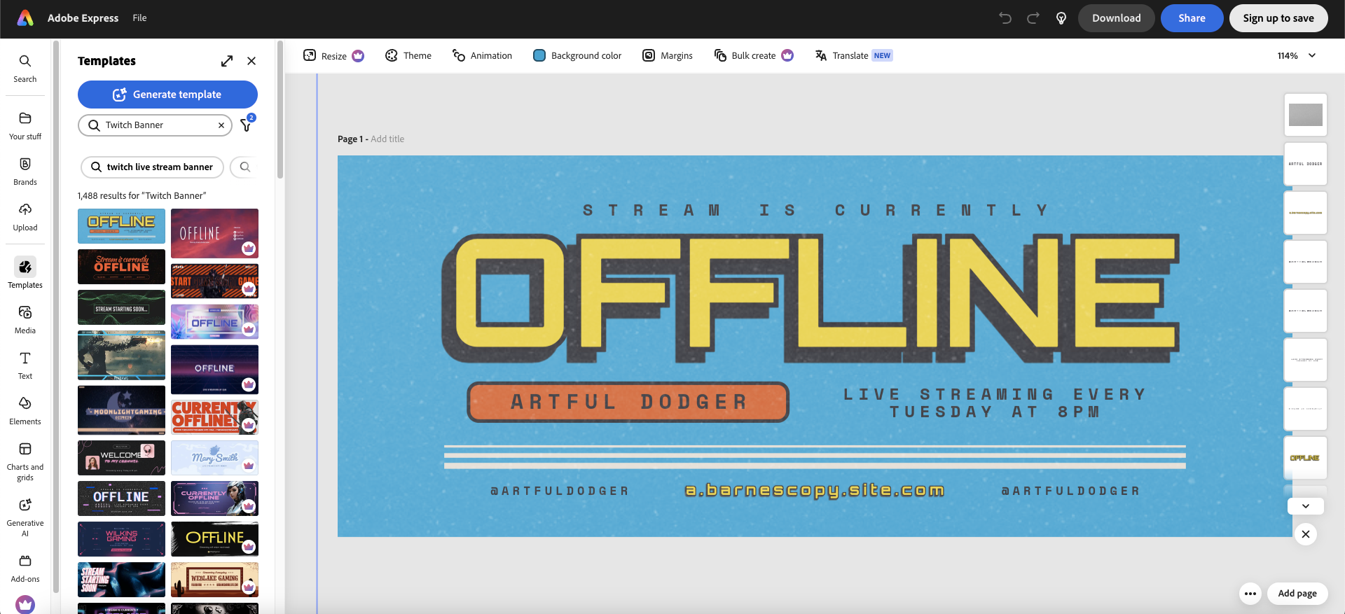 Projektant banerów Twitch