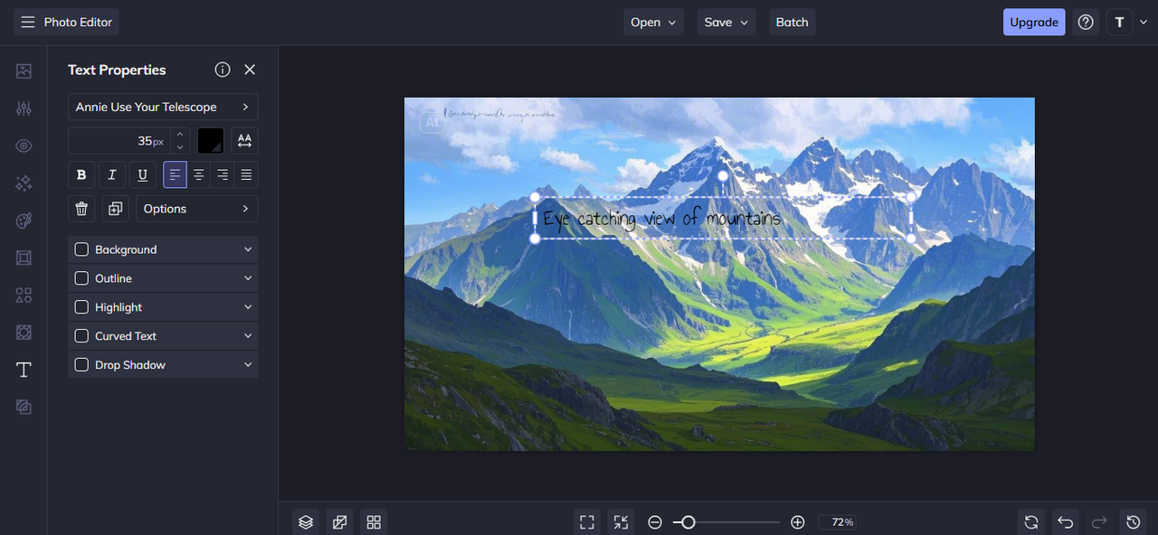 L'interface de BeFunky