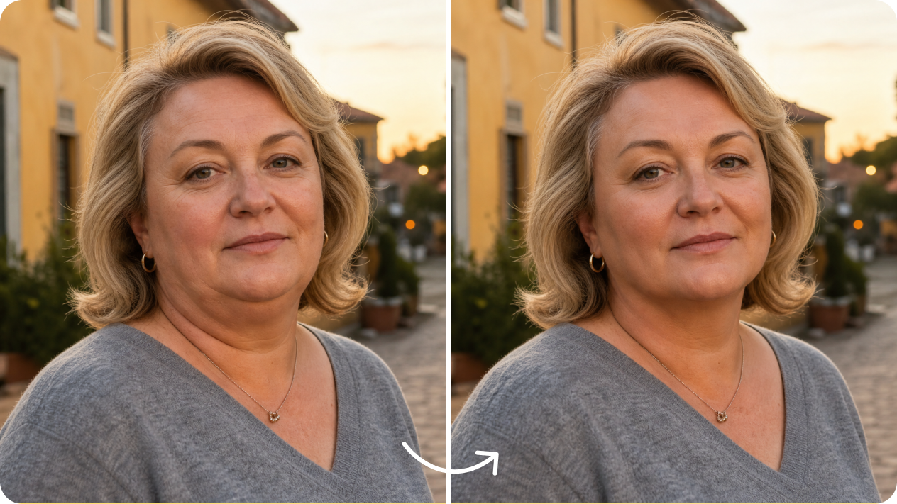 Remove double chins from portraits in seconds