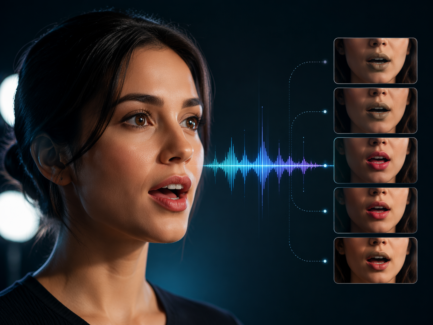 AI dubbing lip sync close-up performance