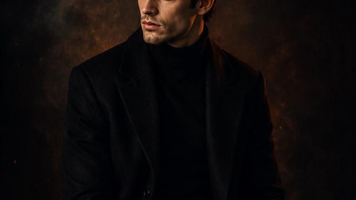 Golden-hour beach portrait of a fictional adult Dark Aesthetic Attitude Ai Photo Editing Prompts