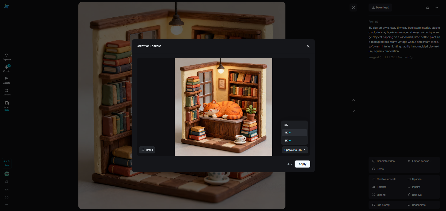 Creative upscale feature in Dreamina