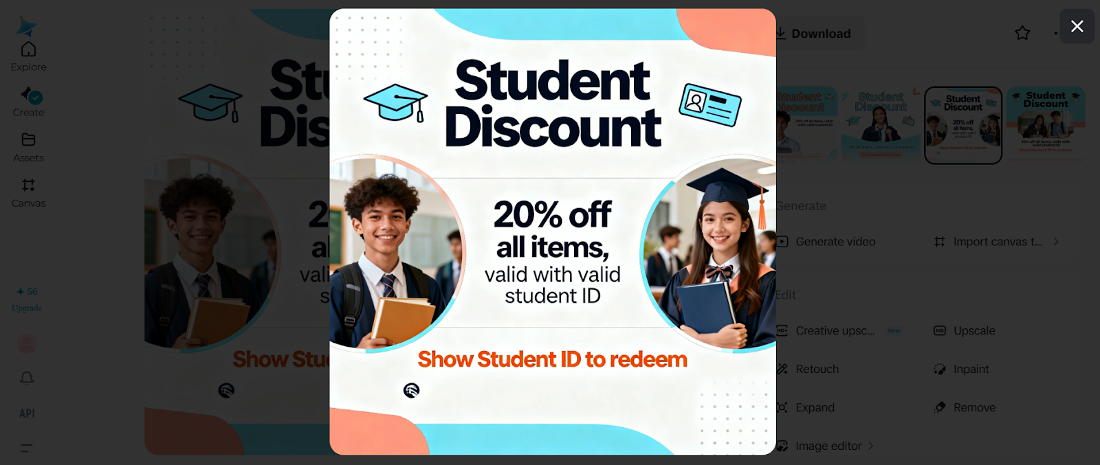 Idea poster sconto: Poster con sconto per studenti