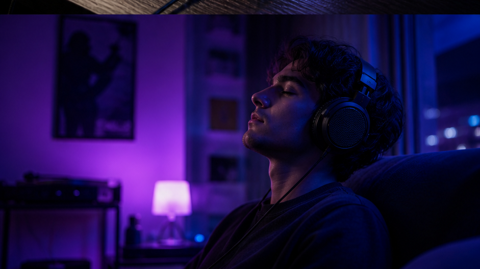 Dark Aesthetic Music Player Foto Eingabeaufforderung 2 original 16: 9 visuell