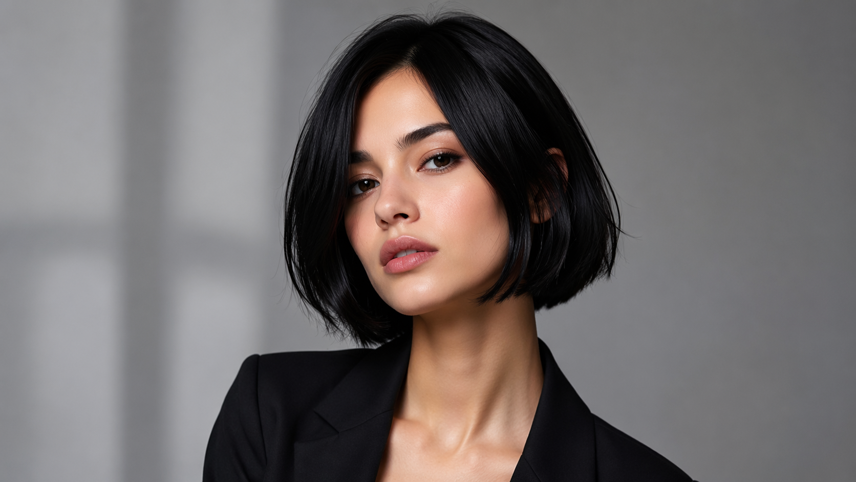 Dreamina black hair filter prompt example 3: Short Black Bob Style