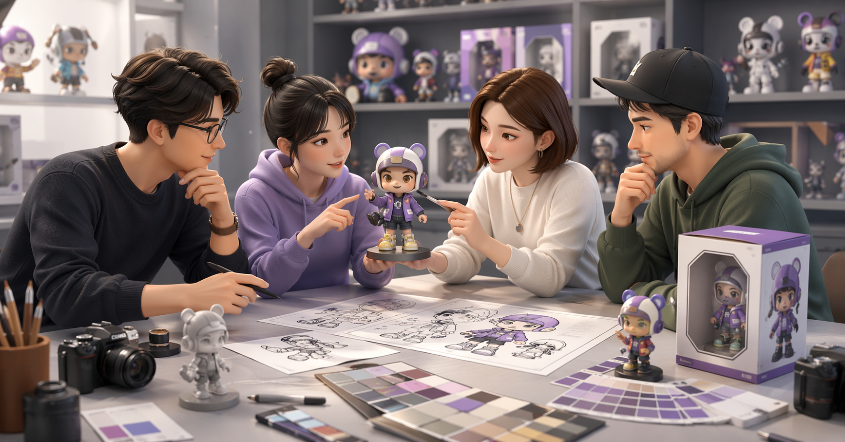 AI Collectible Figure Generator cinematic themed hero background visual