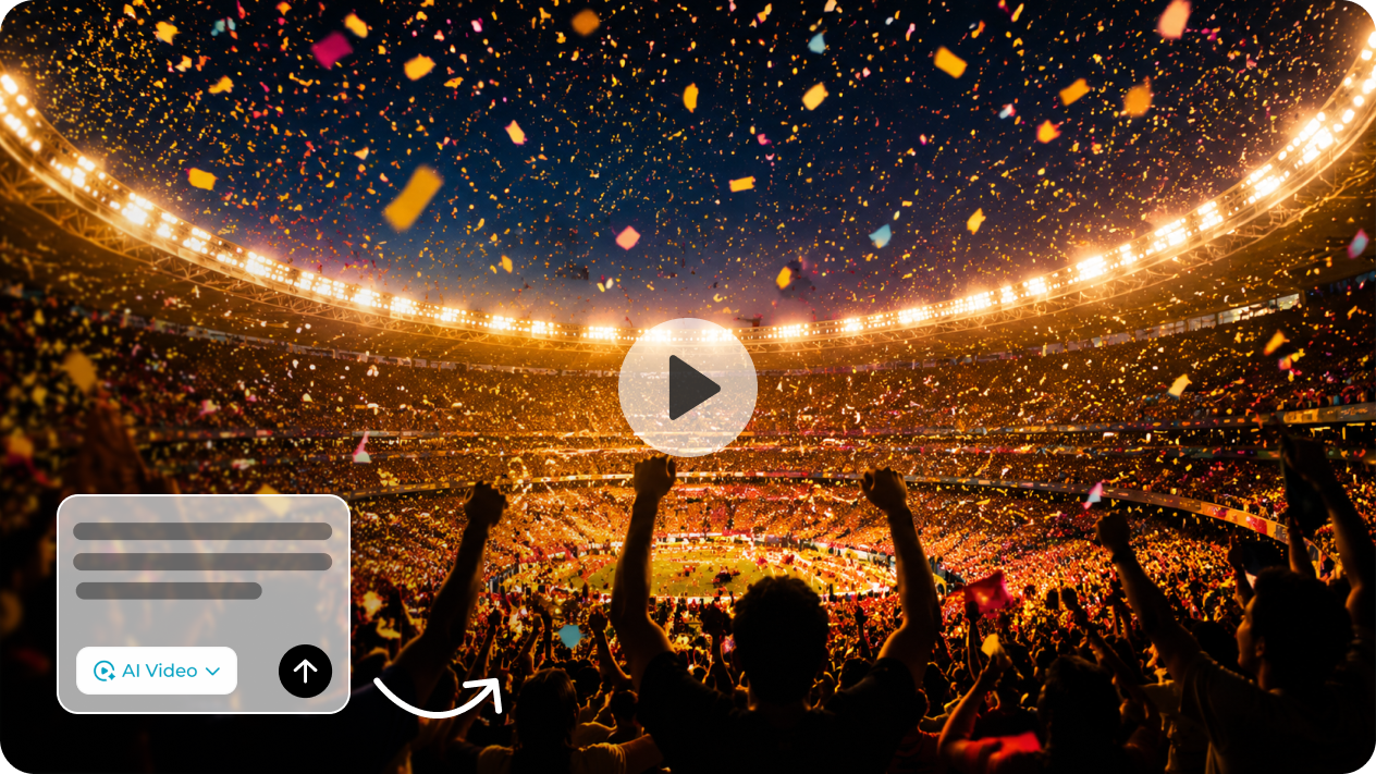 Genera video realistici di reazione dei fan da testo e immagini