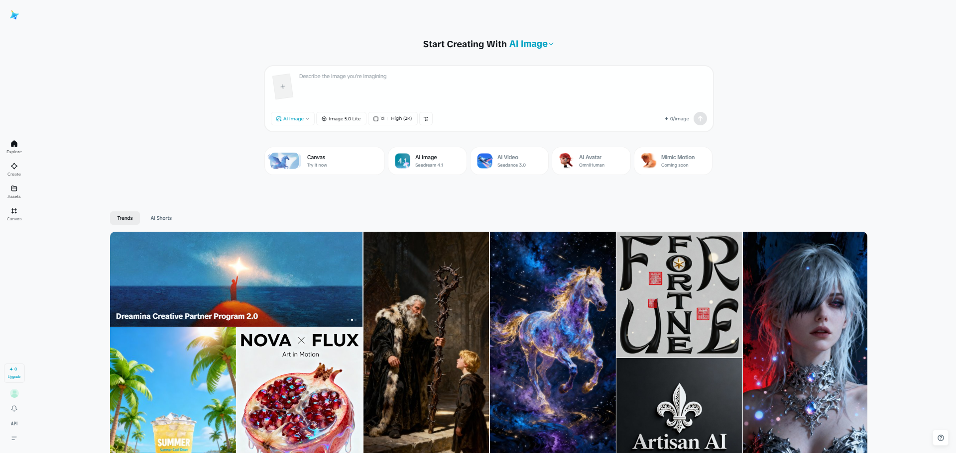 Sito web di Dreamina