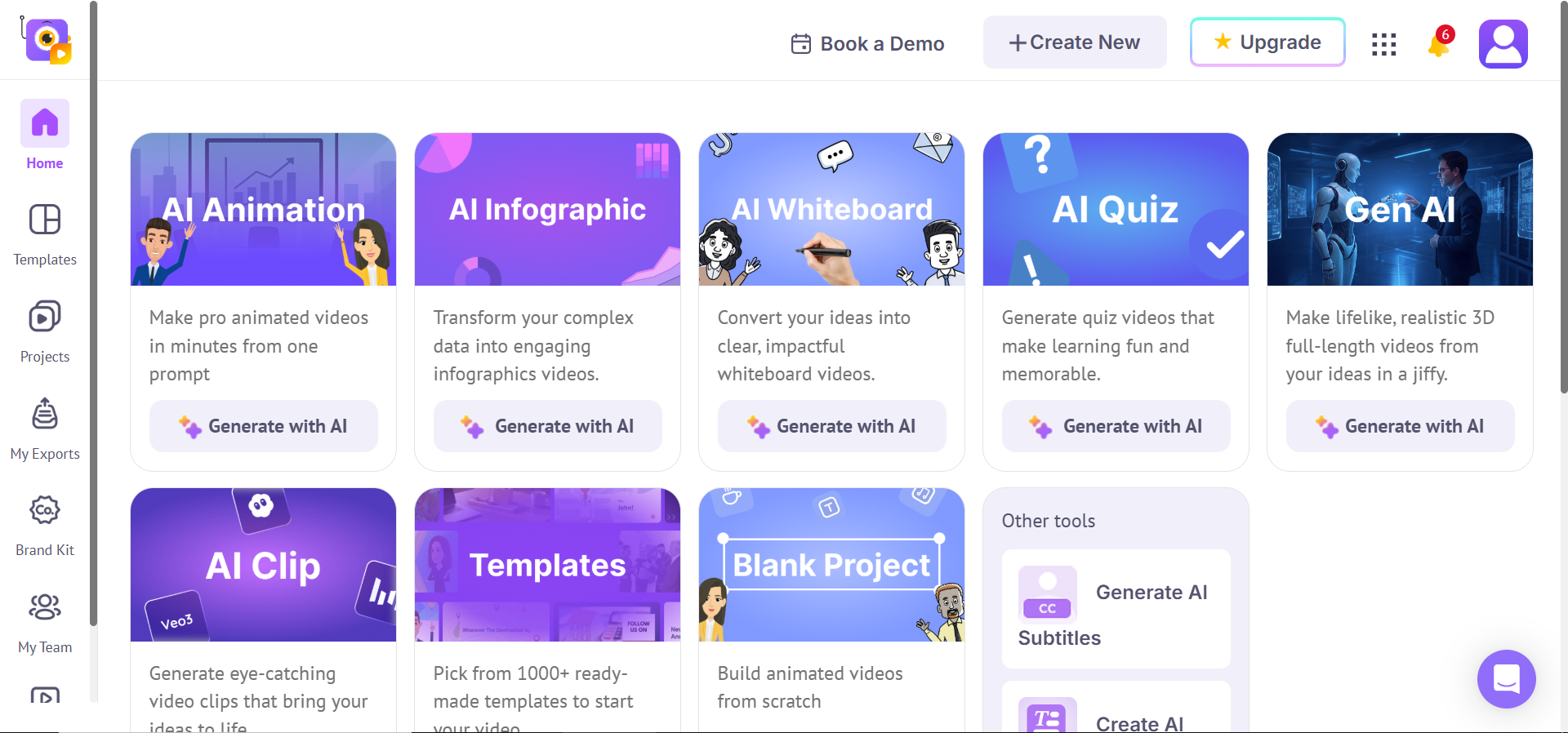 Página de inicio de Animaker