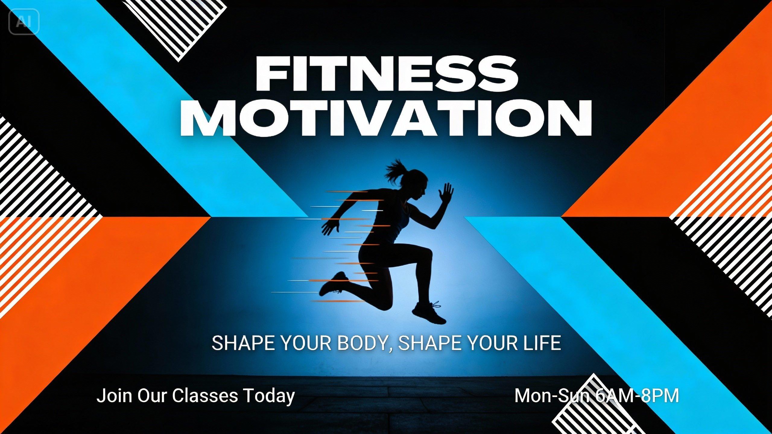 Fitnessposter mit geometrischen Formen und kräftigen Mustern