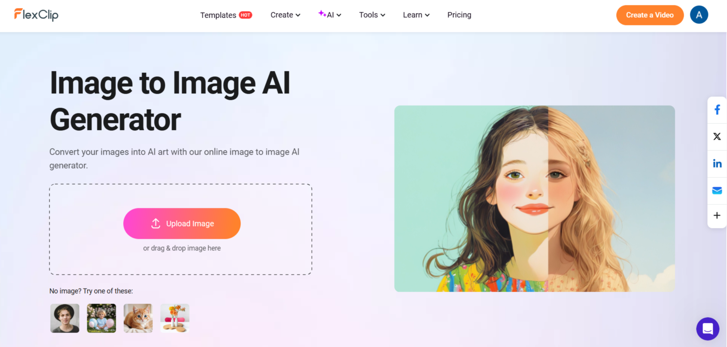 Interface de FlexClip