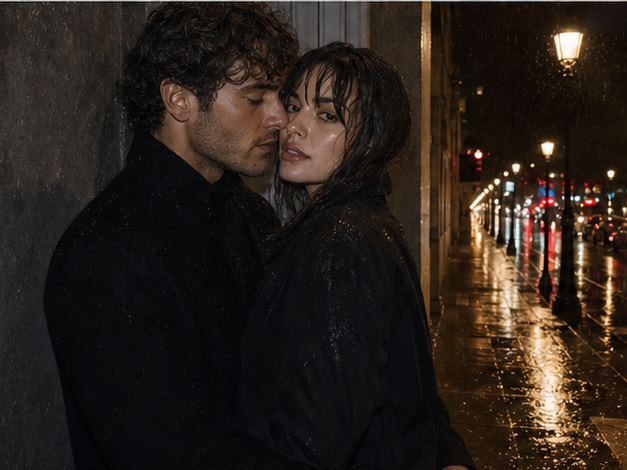 Night Aesthetic Couple Photos prompt example 3 - Moonlit balcony