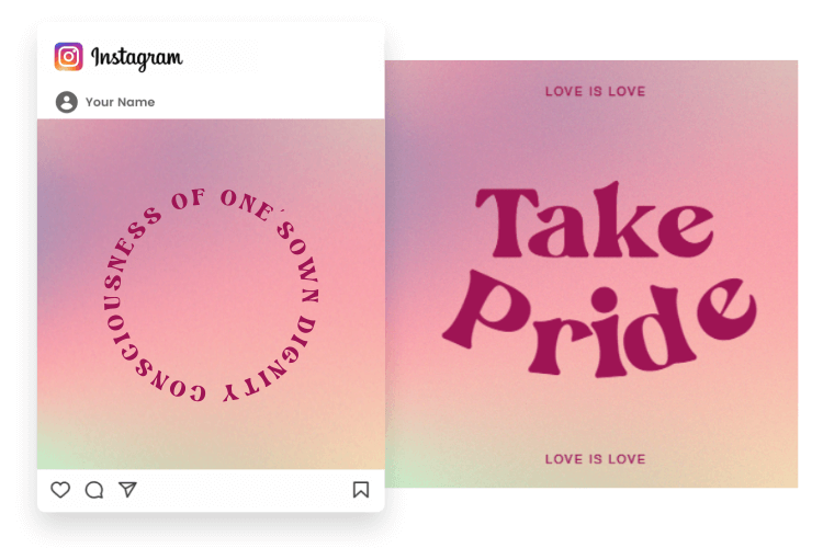 Curved font for social media posts and content