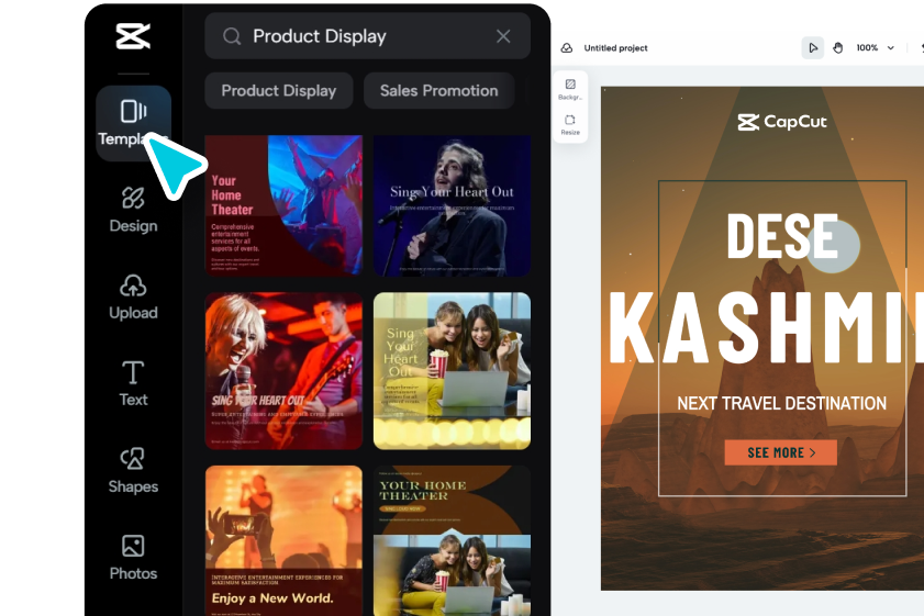 Choose a movie poster template or set custom dimensions
