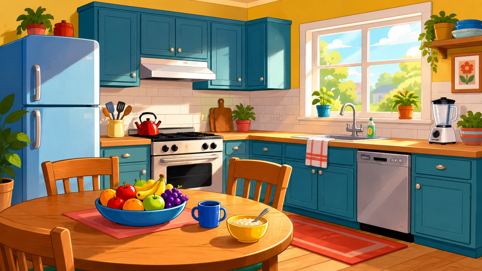Colorful Cartoon Kitchen