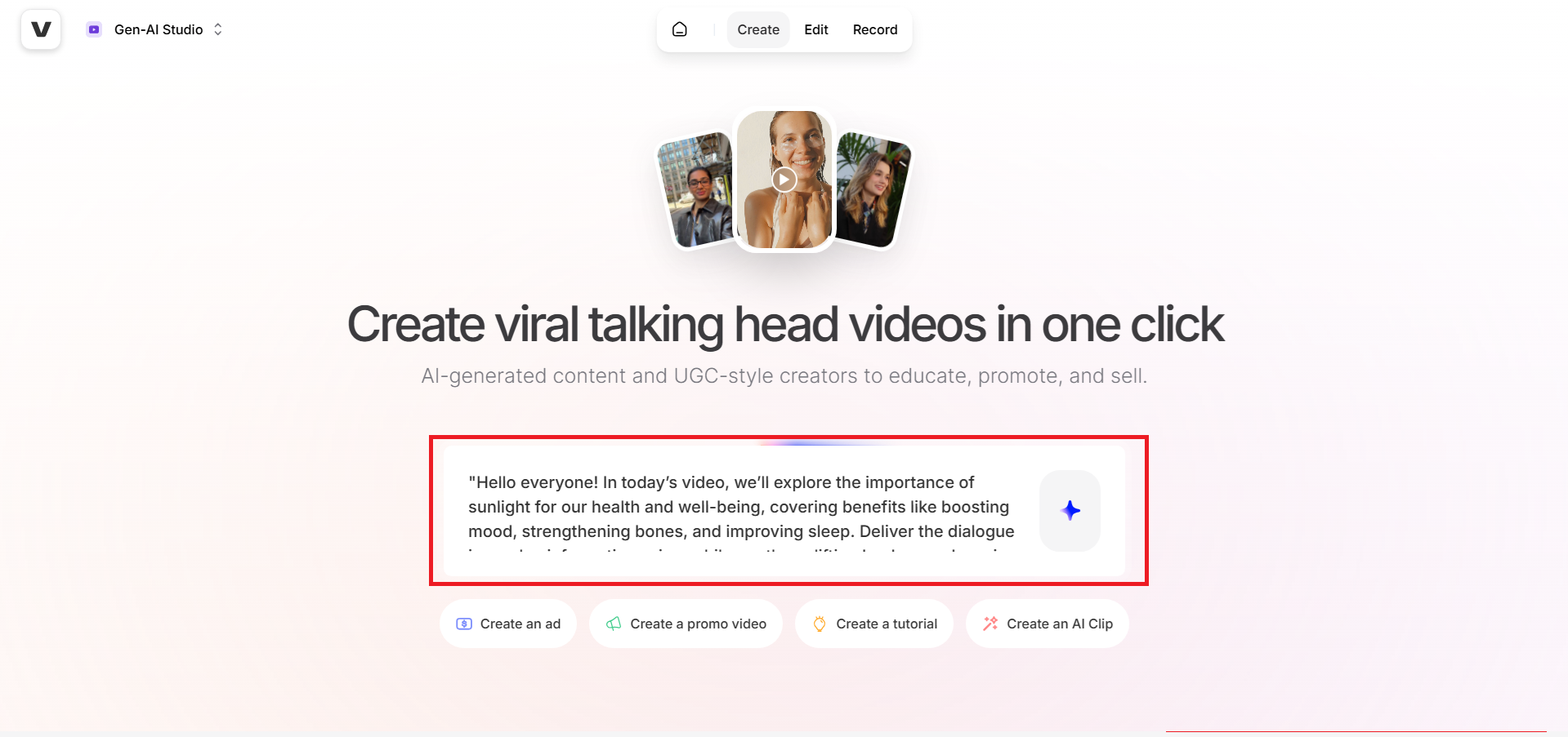 Enter your video idea in the prompt box