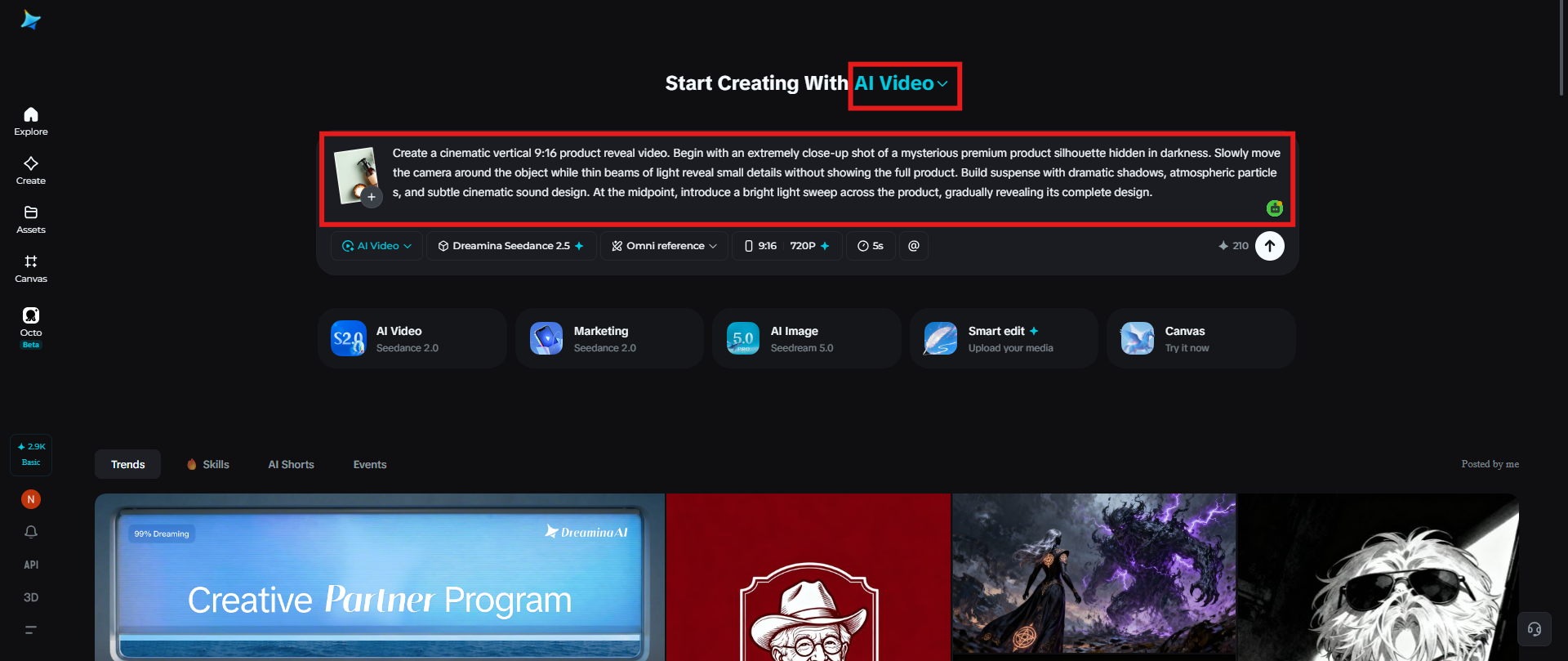 Upload references and enter a prompt