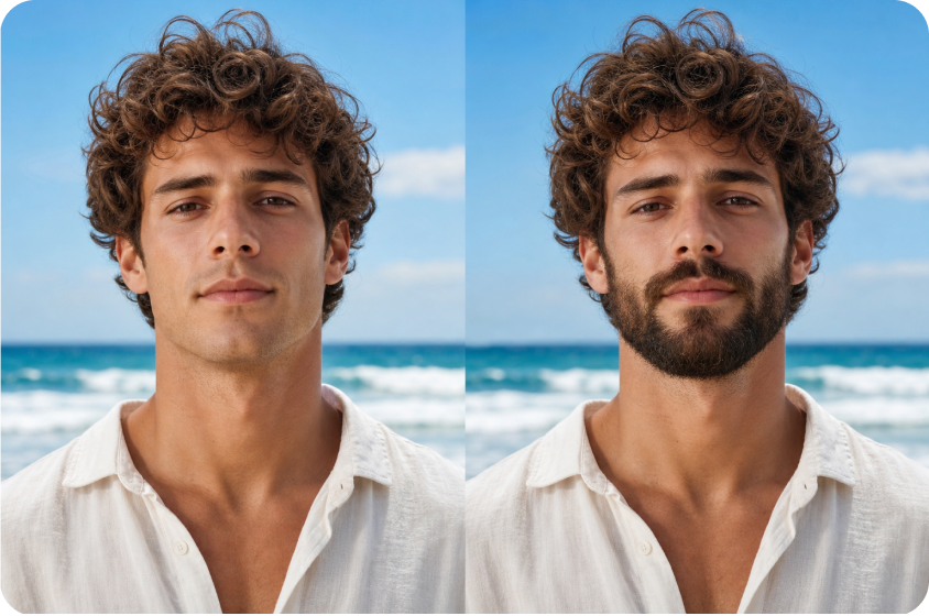 Mabilis na pag-preview ng facial hair nang hindi naghihintay