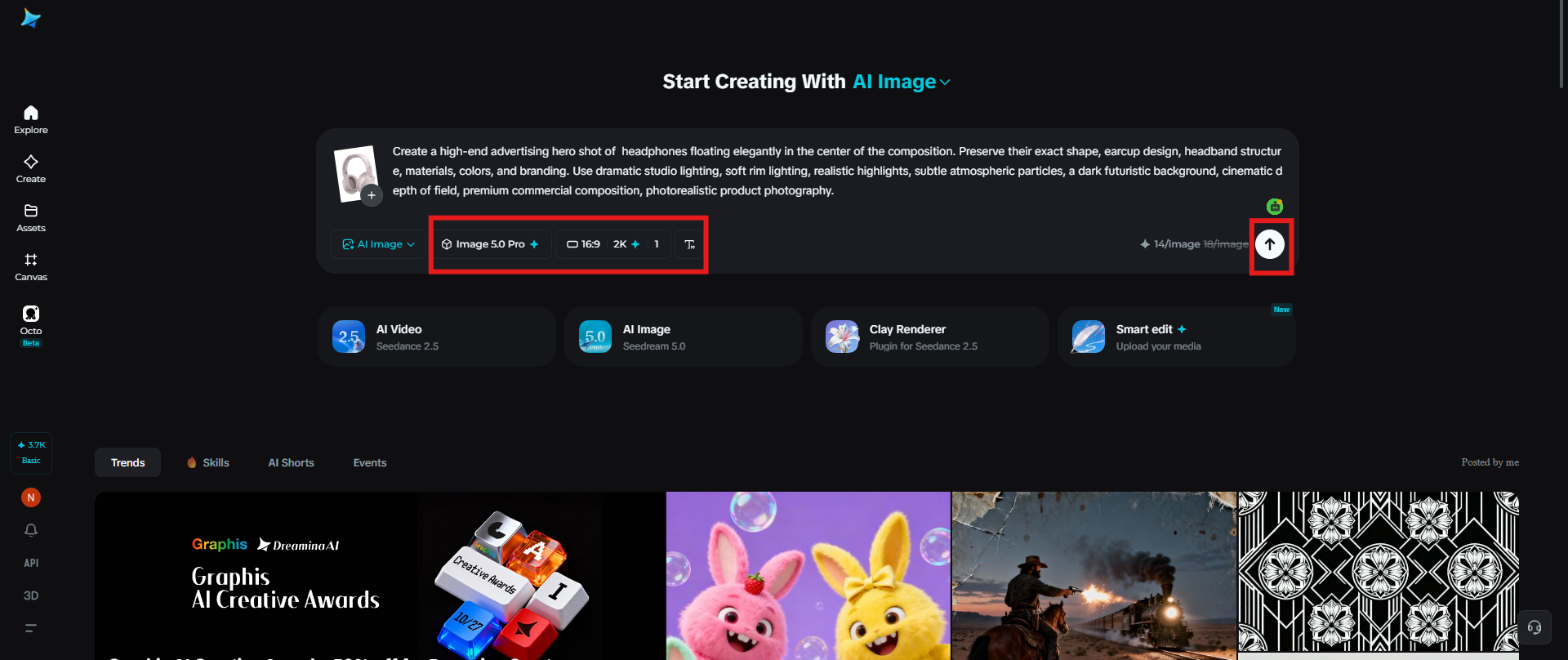 Adjust settings and generate