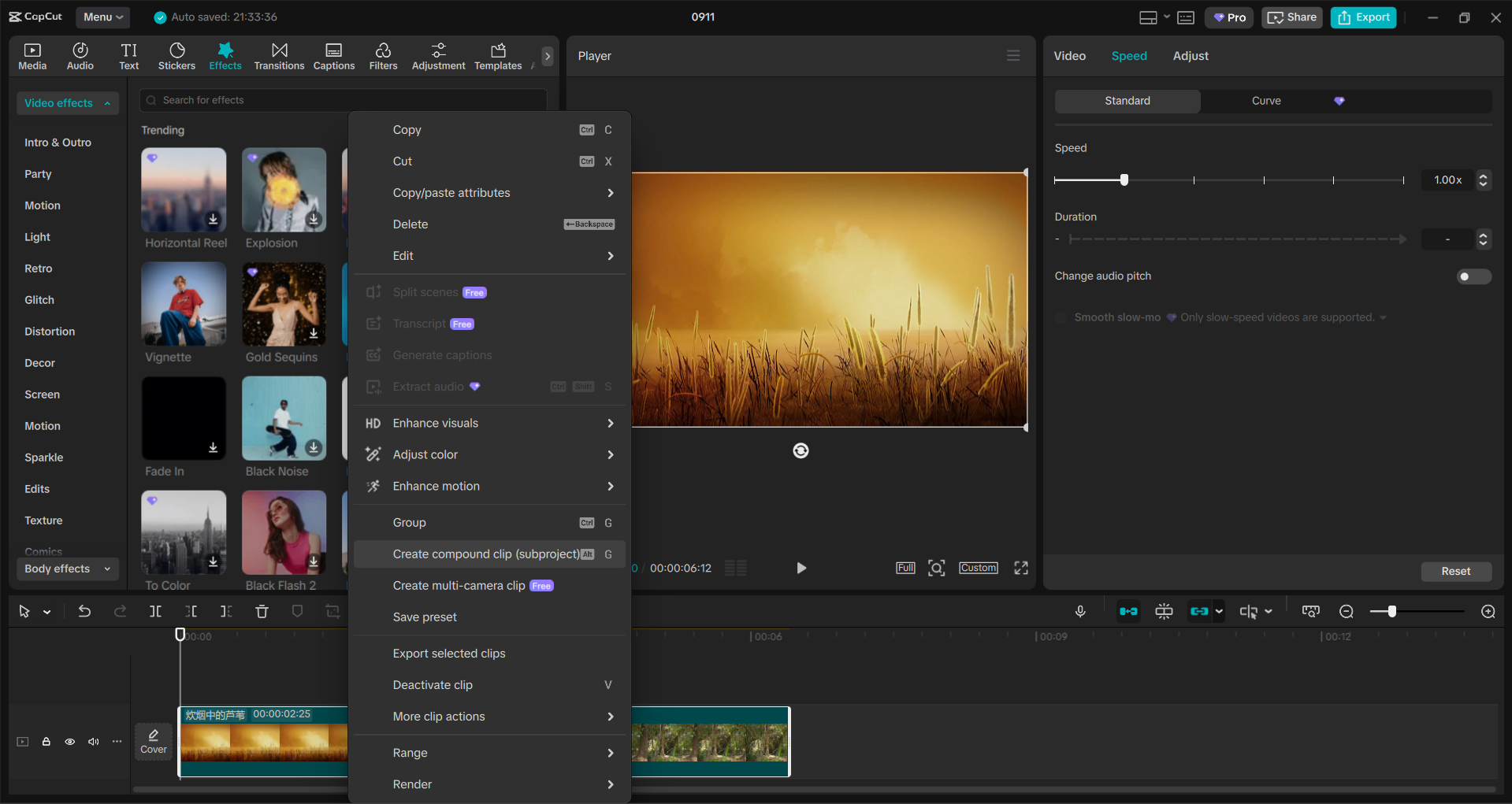 Interfaccia dell' CapCut editor video desktop - uno strumento offline per modificare i video clip