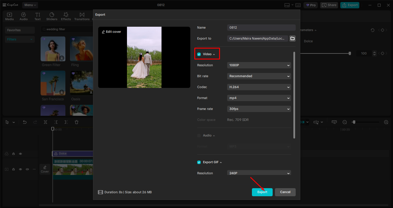 Exportation des médias à partir de l' CapCut éditeur vidéo de bureau