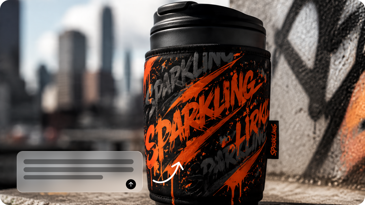 Design a custom can koozie from a simple text description