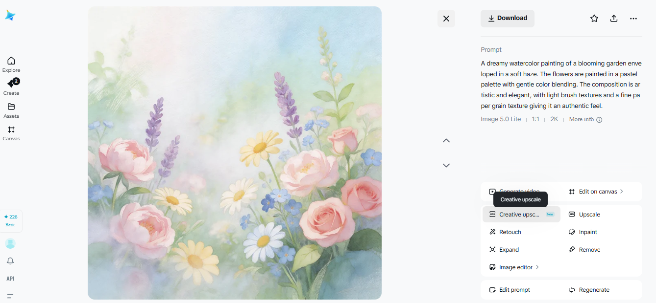 Dreamina's AI upscale