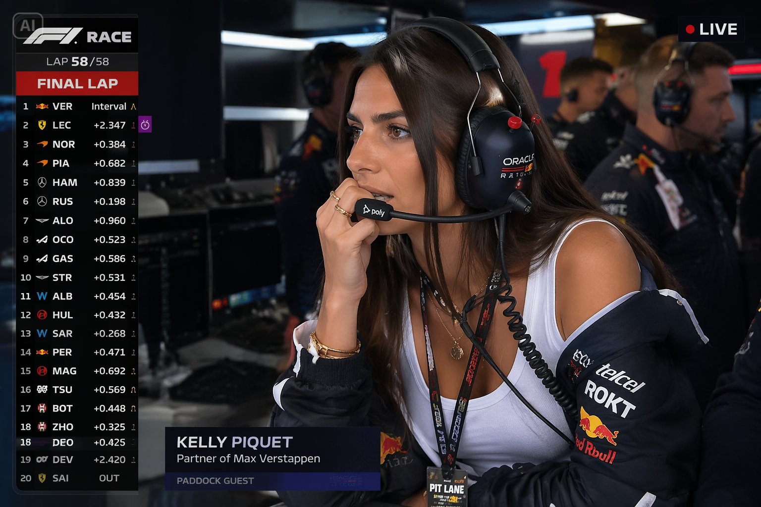 AI F1 live TV broadcast screenshots background image