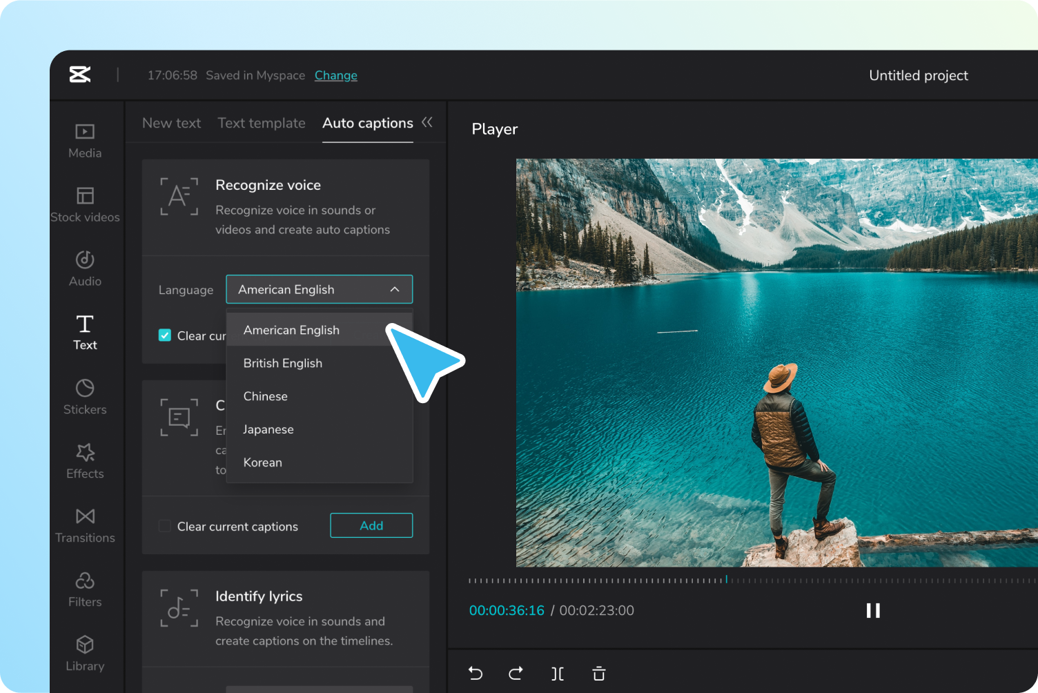 capcut video to text feature