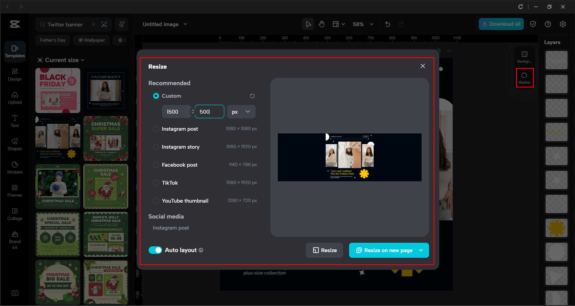 De bannerafmetingen aanpassen in de CapCut desktop video-editor