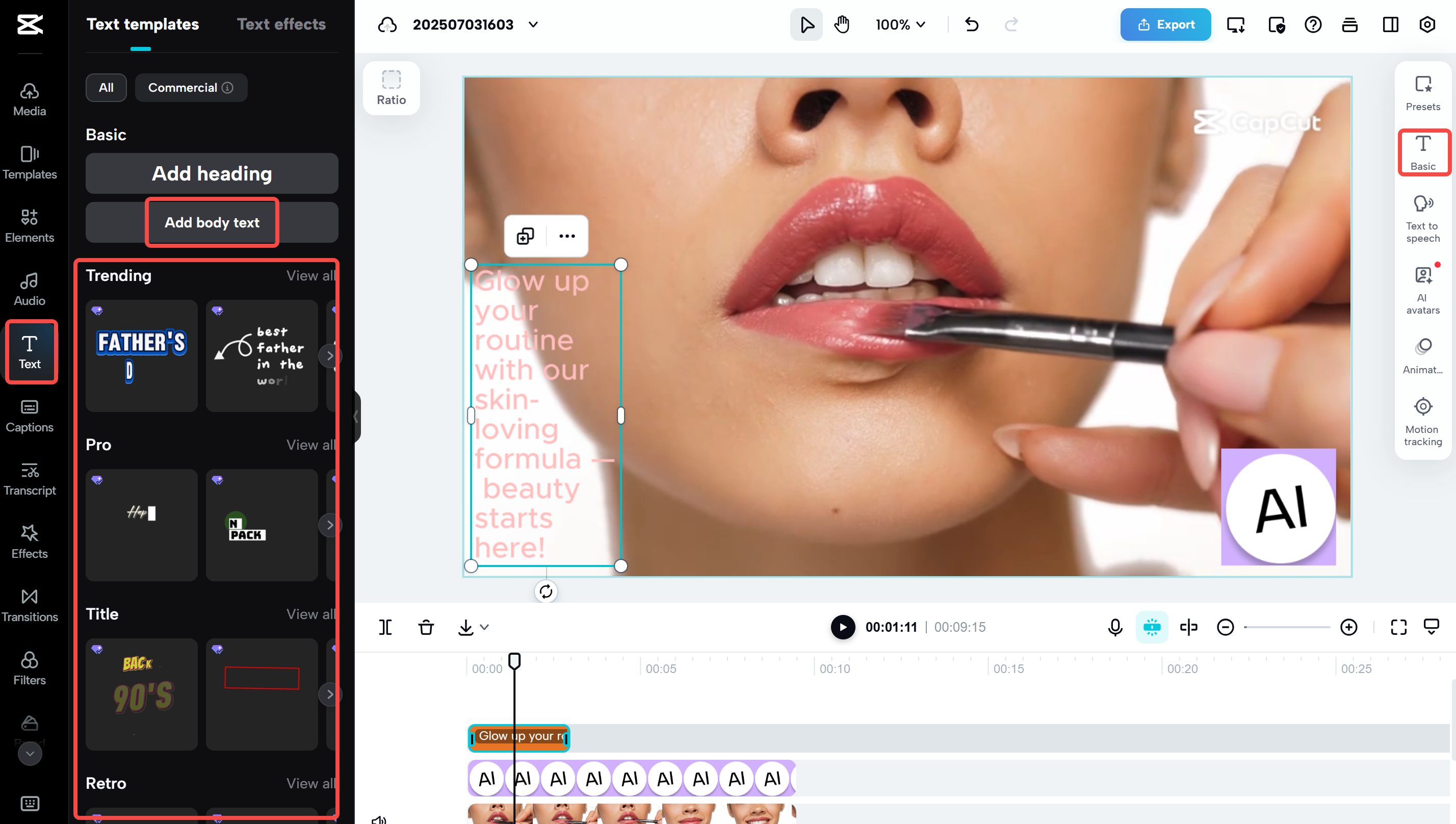 แก้ไขวิดีโอบน CapCut Web
