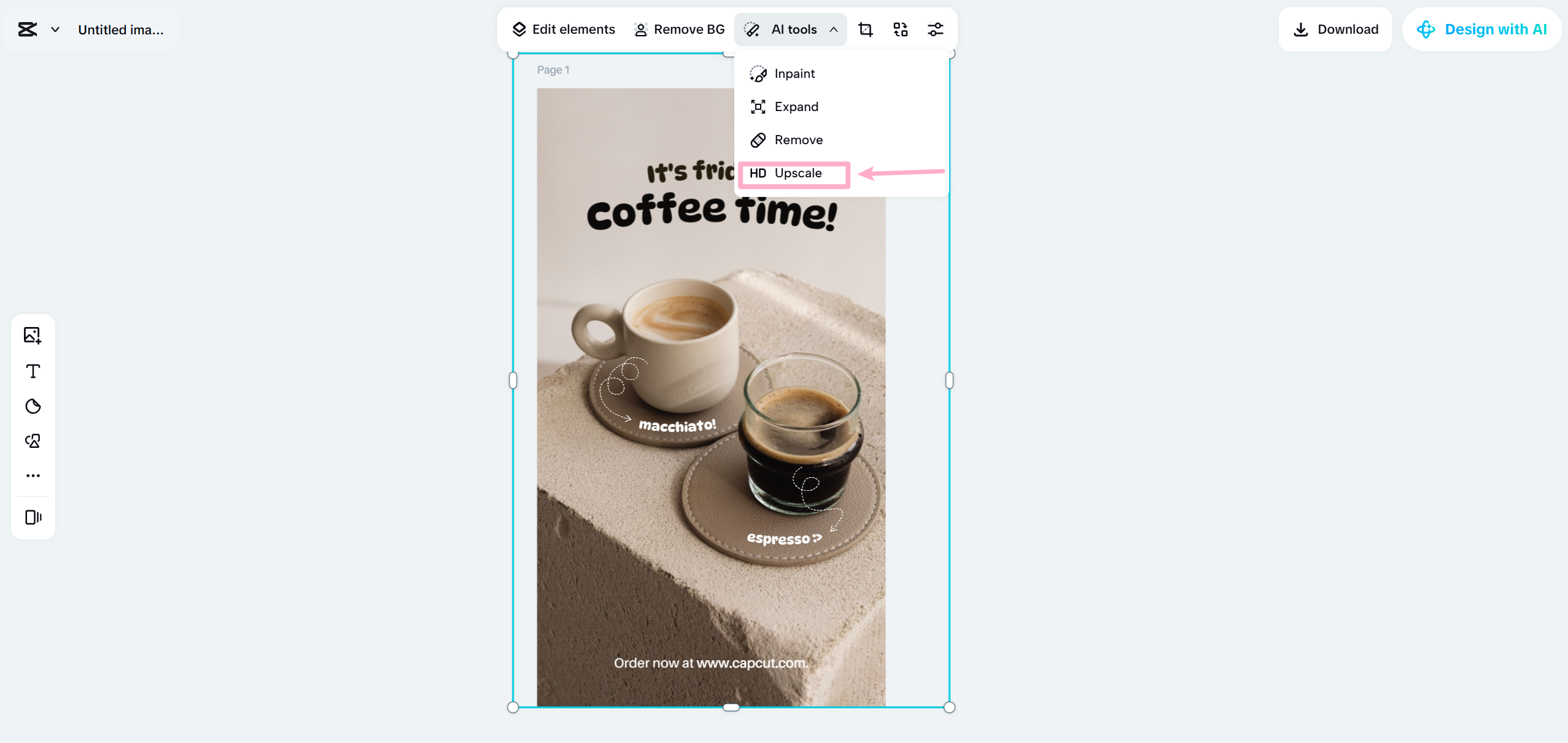 CapCut AI Image Upscale