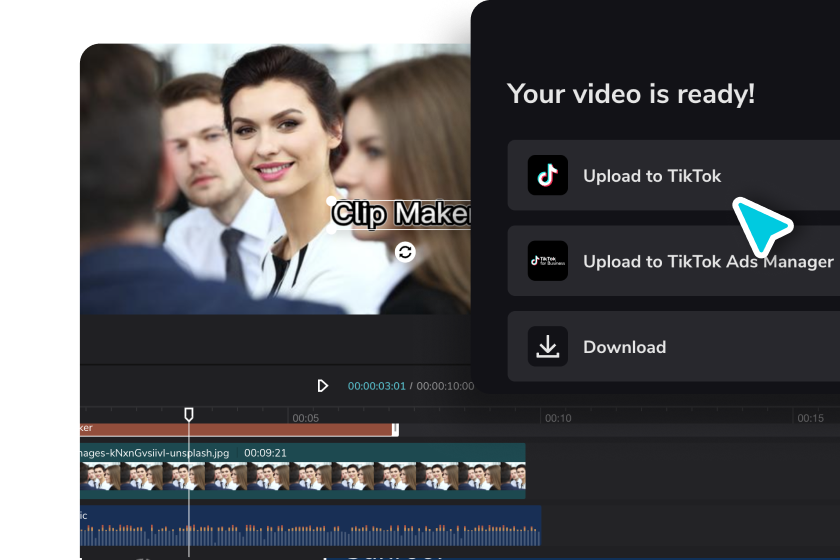 The export feature of the CapCut online video editor.