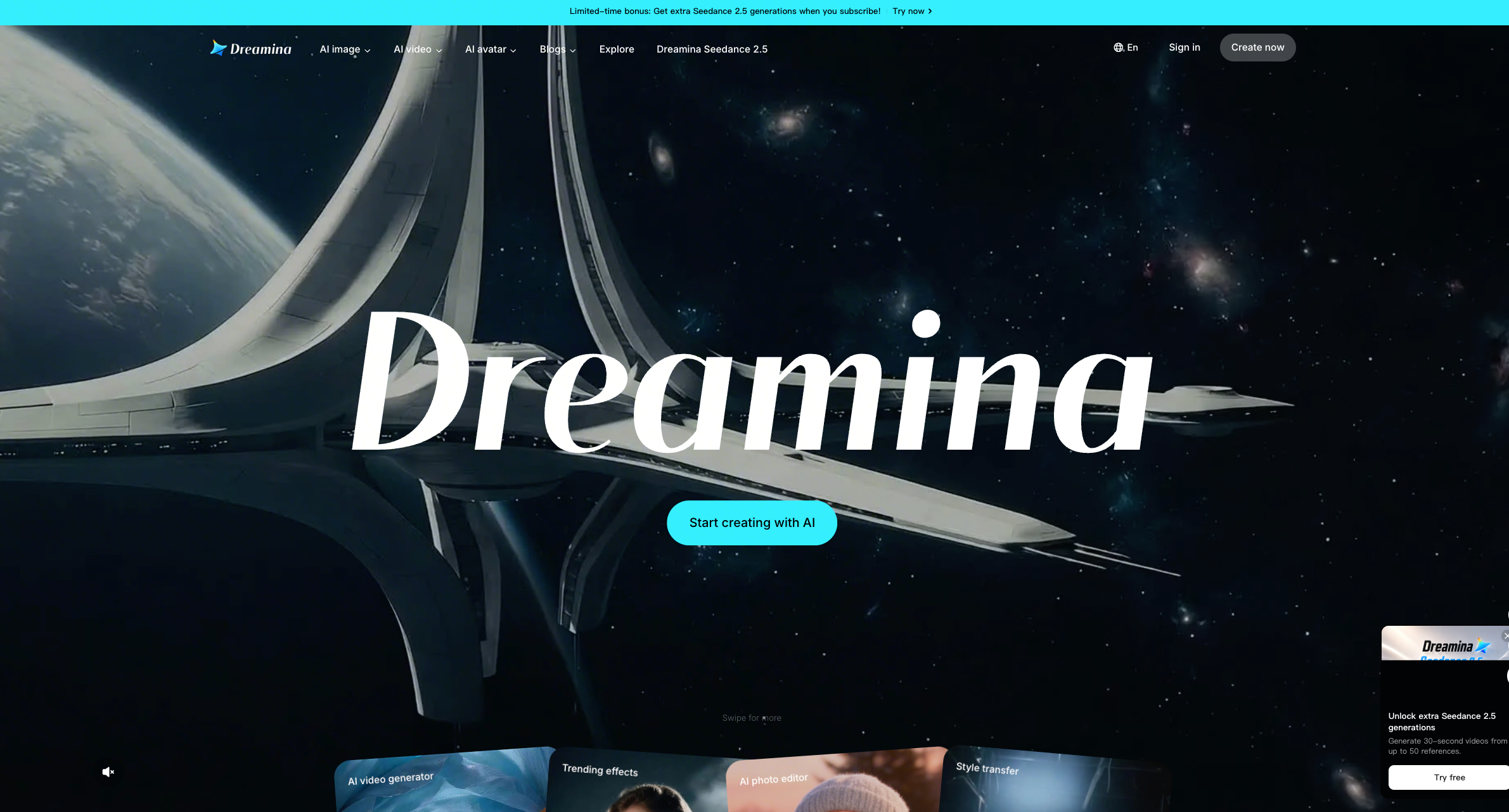 1. Dreamina: migliore spazio di lavoro multi-modello gratuito per la creazione e il perfezionamento di riferimento