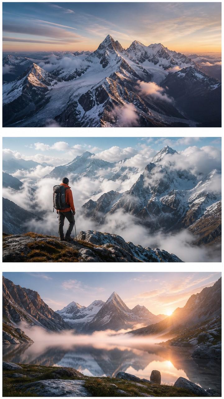 pemandangan gunung sinematik ai video wira mudah alih segera