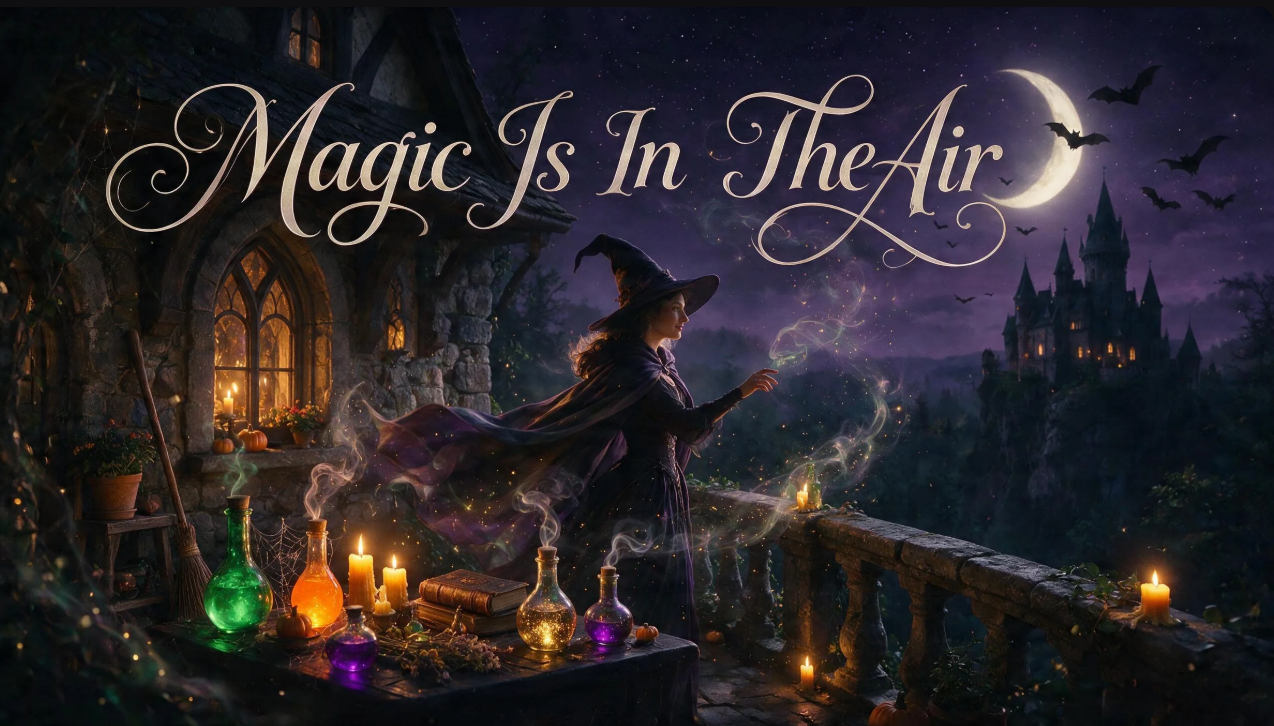 Witch-themed Halloween poster
