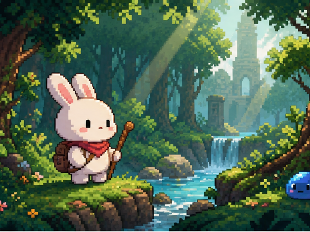 PixelBunny AI Alternative prompt example 2 - Forest adventure