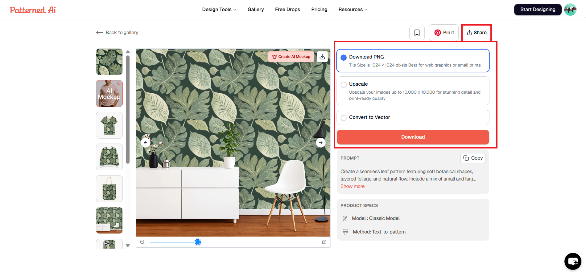 Preview your selected pattern and download the final file