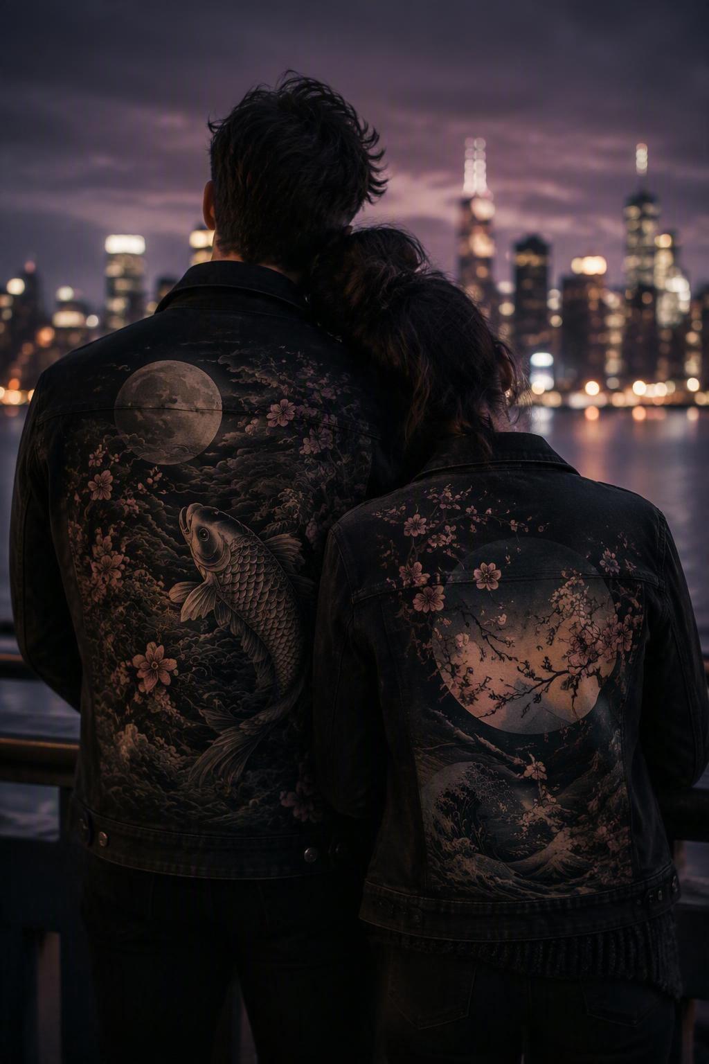 AI Tattooed Couple Portrait auf dem Rücken Trend Held visuell 1